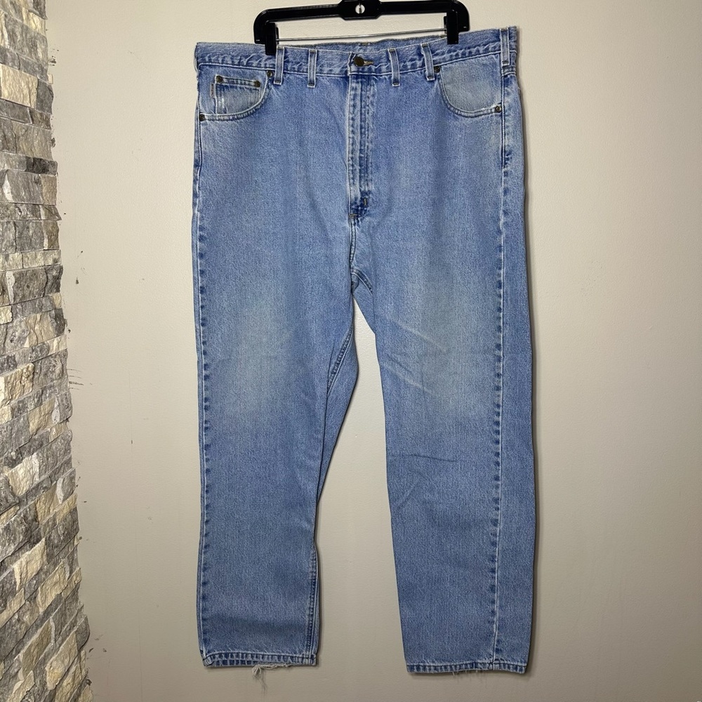 Carhartt‎ Men's Relaxed Fit Straight Leg Flat Front Blue Denim Jeans 44X32